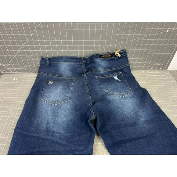 Big But Adorable Women's Denim Jeans 3XL Dark Wash Distressed Style JBBA-817 New - Picture 7 of 9